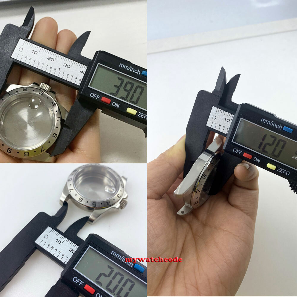 39mm Fixed 24 Hours Bezel Sapphire Glass Watch Case Fit NH34A NH35A NH36A 2824