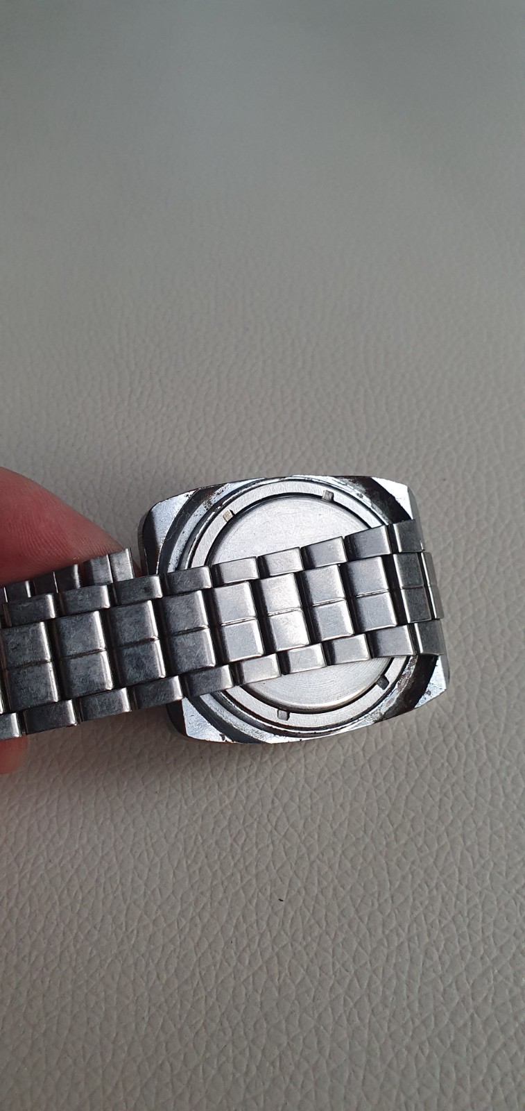 Vintage Slava Quartz Watch Case with Bracelet Soviet TV Tank Chrome Spare Part