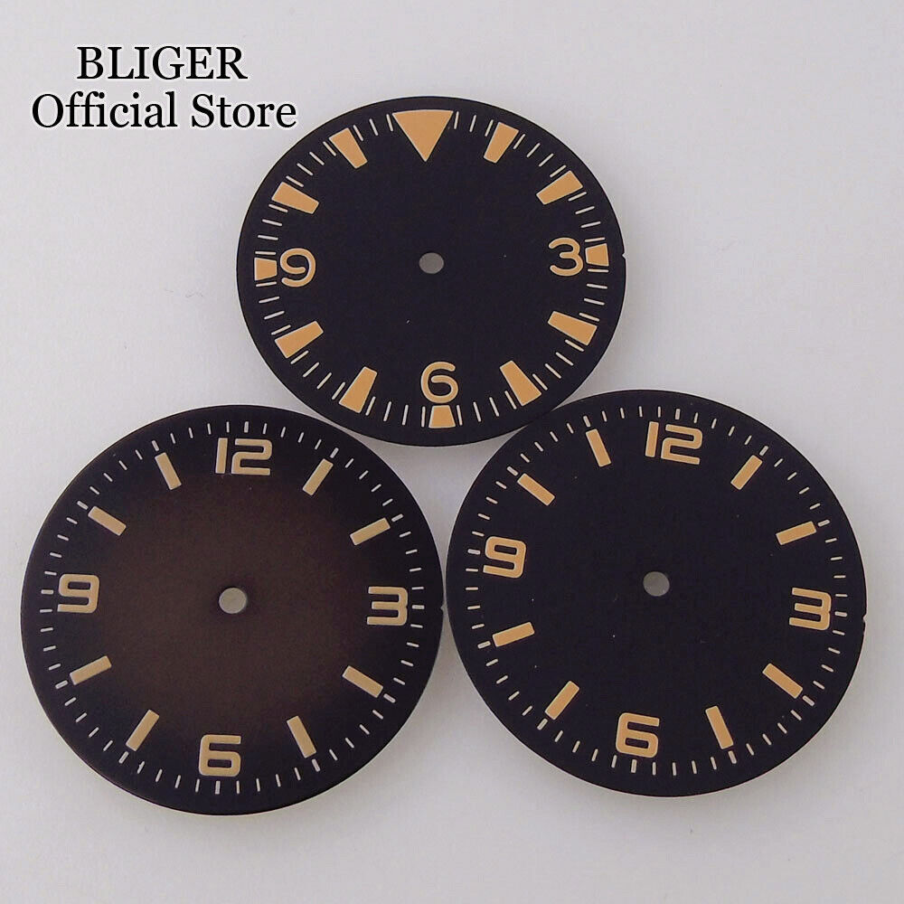 31mm Vintage Black Brown Watch Dial Face Lume Set Fit NH35 NH38 ETA 2824 PT5000