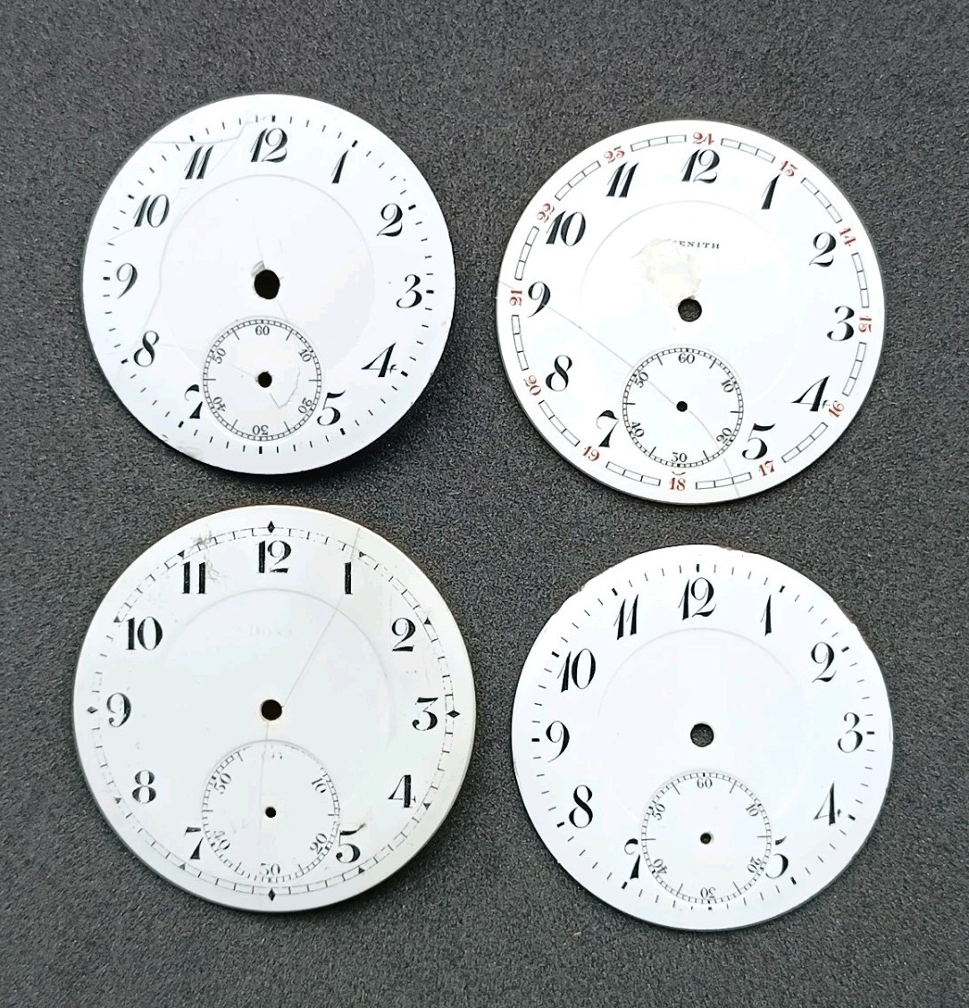 Lot 4 pieces Vintage watch dial DOXA, ZENITH And others Pocket watch dial 1920’s