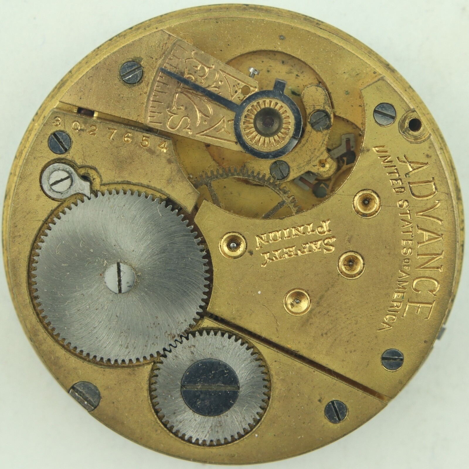Antique 16 Size Advance Mechanical Hunter Pocket Watch Movement for Parts