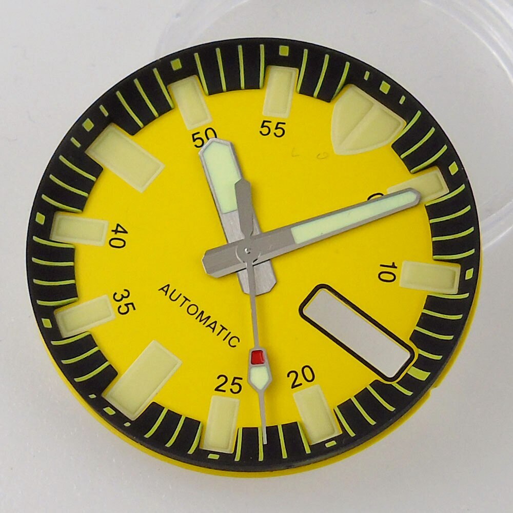 29MM Luminous Red Blue Watch Dial Green Lume Fit NH36 NH36A Week Date Watch Part