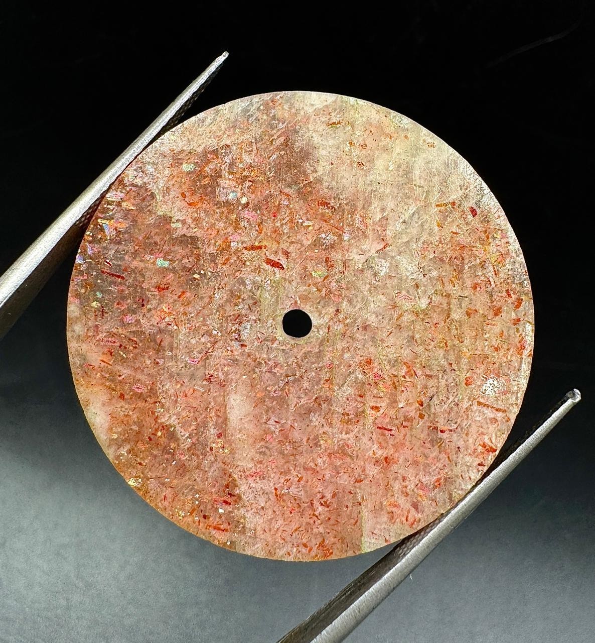 Natural sunstone Watch Dial: 33 mm One Sided Polished stone Round Disk gmc 1102w