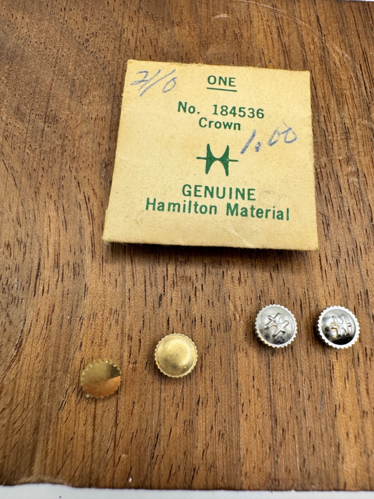 Hamilton Watch Crown Part #184206 2/0 – 2 marked, lot of 4