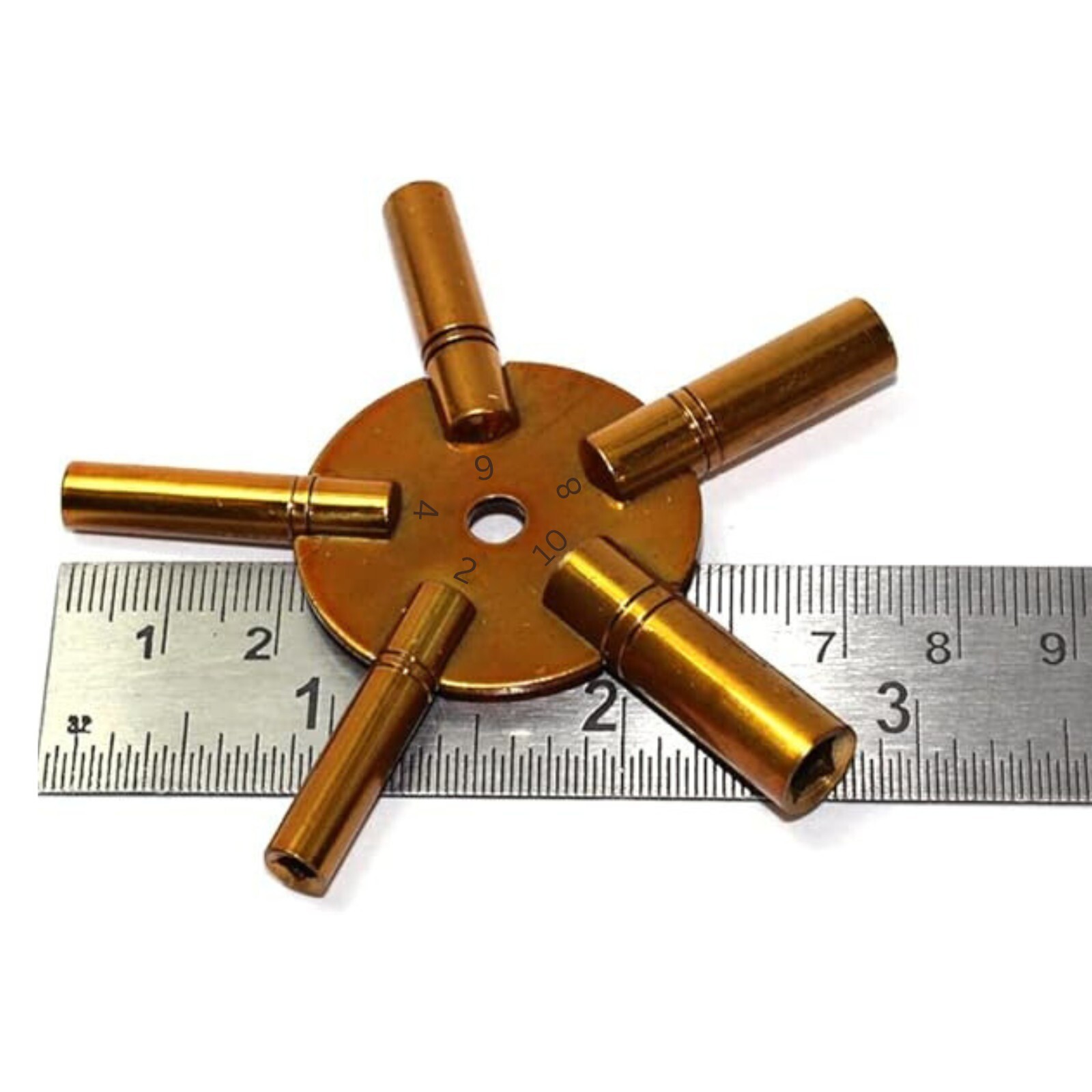 Universal Brass Wall Clock Key 5 Prong Even Number Master Clock Winding Key