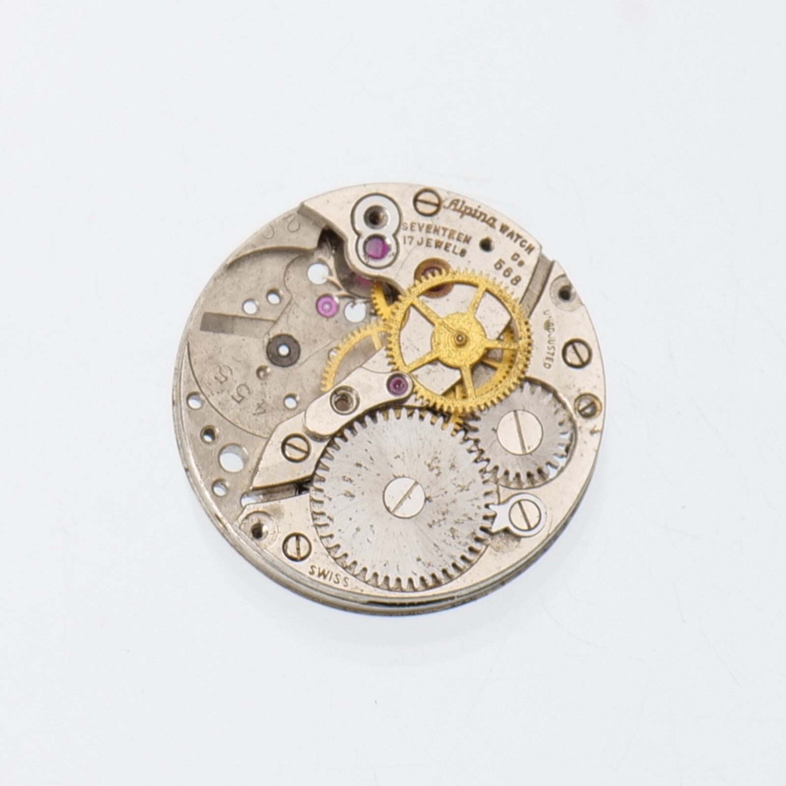 Vintage Alpina 568 Watch Partial Movement Watchmakers Parts Repairs Spares