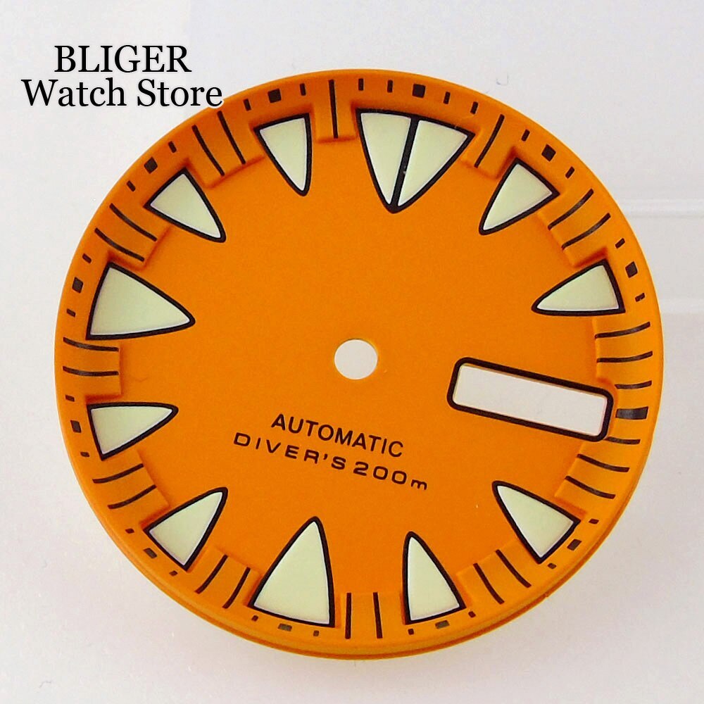 29MM Luminous Red Blue Watch Dial Green Lume Fit NH36 NH36A Week Date Watch Part