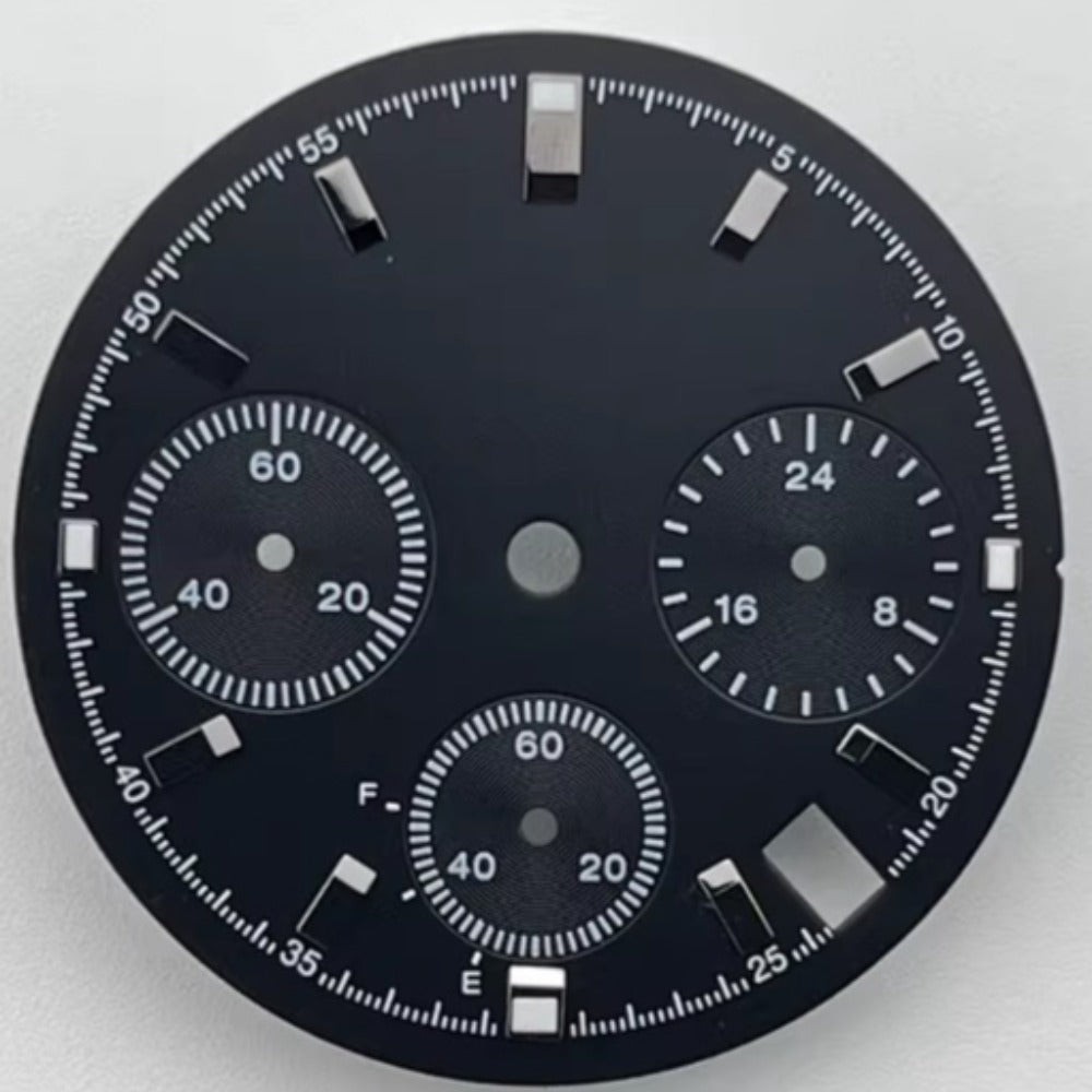 Green Lume 29.5mm No Logo Black Watch Dial Fit for VK63 Movement
