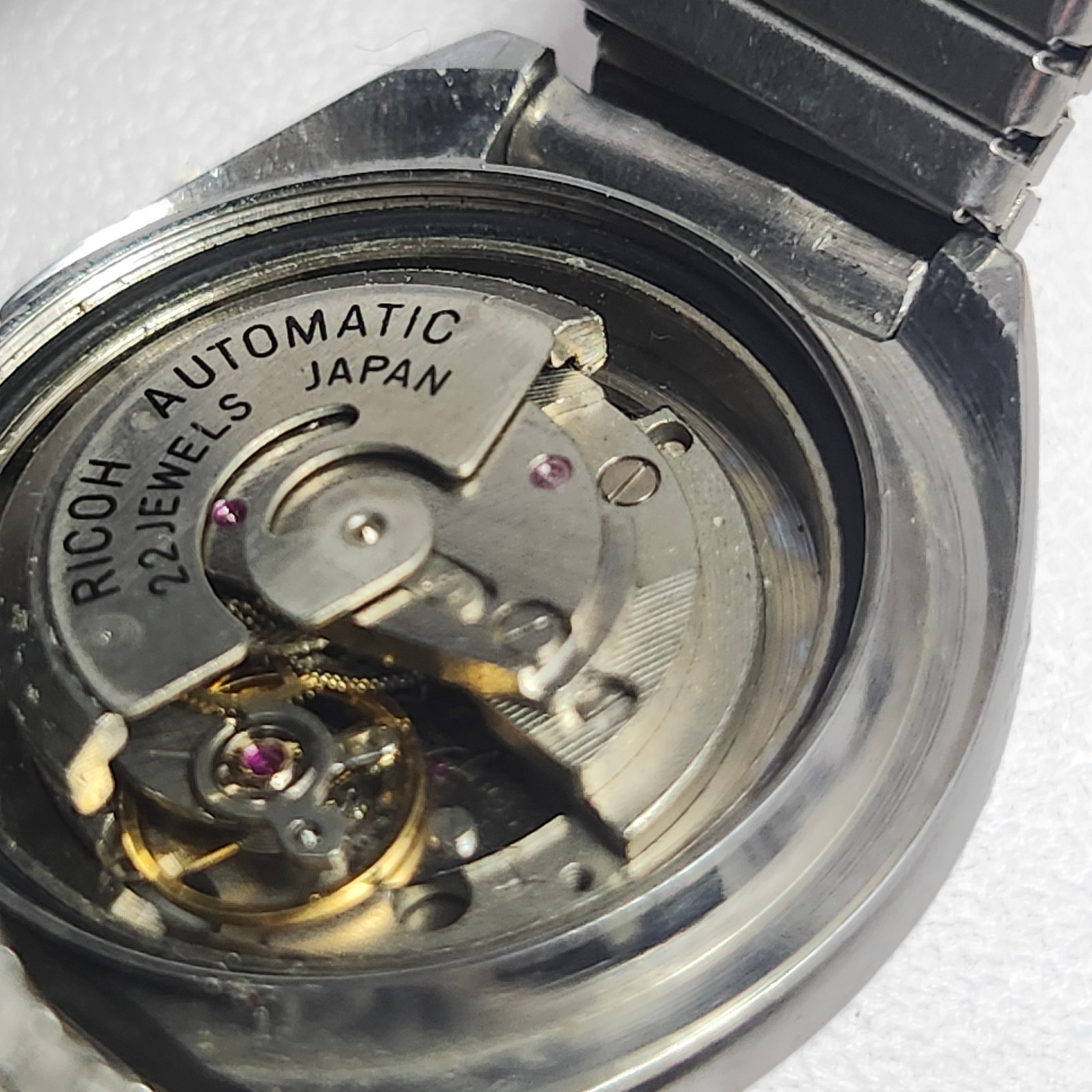 Ricoh Automatic 22 Jewels Japan Watch Movement Case & Band – For Parts