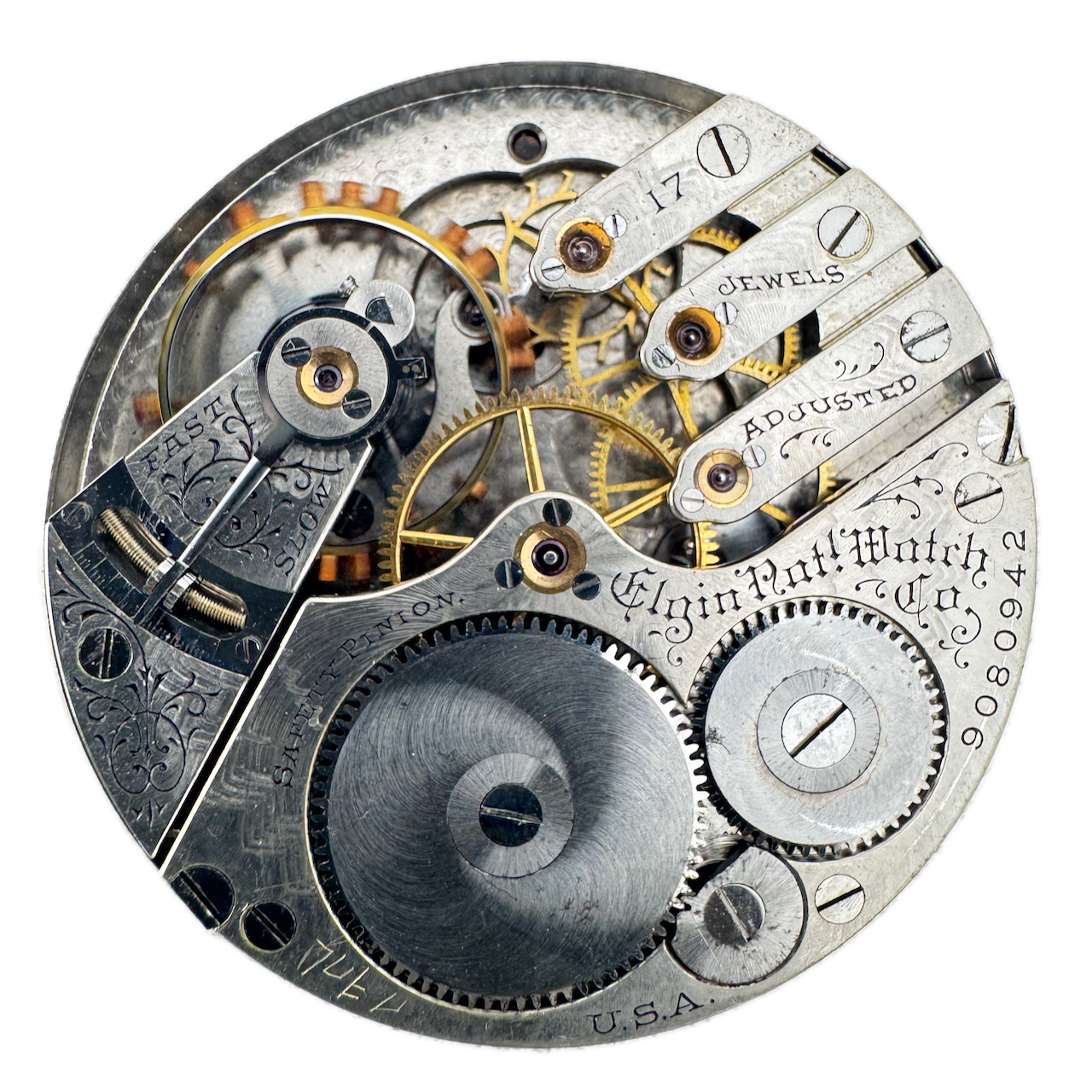 Antique 16s 1901 Elgin Multicolor 17 Jewel Hunter Pocket Watch Movement 241 USA