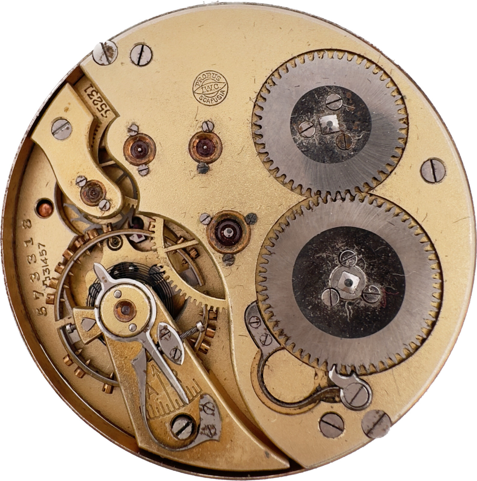 Antique IWC International Co. 17 Jewel Mechanical Hunter Pocket Watch Movement