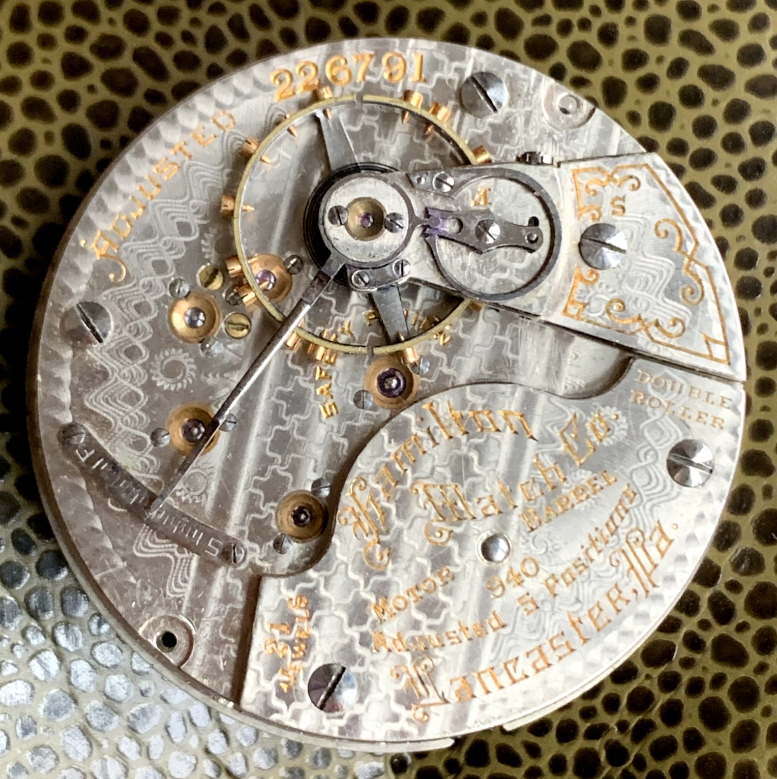 1902 Hamilton Grade 940 18S 21 Jewels Pocket Watch Movement PARTS / REPAIR #2