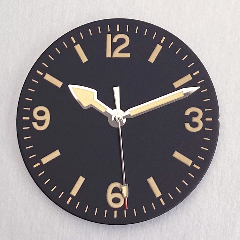 Luminous 29mm Beige/Black Pilot Watch Dial Fit NH35 ETA2824 PT5000 Miyota8215