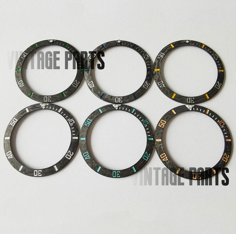 38mm black carbon fiber sub bezel insert fit for RLX skx 007 watch