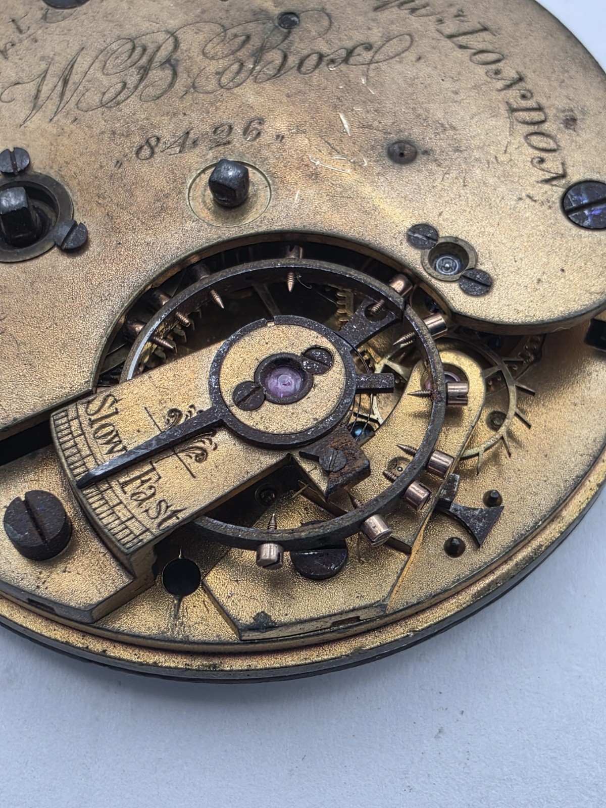 W.B. Box London Northampton Antique Size 12 Pocket Watch Movement 8426 Lot 418