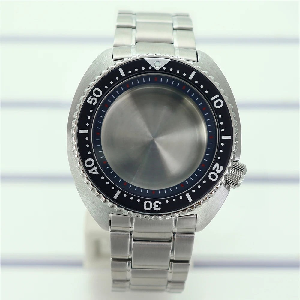 45mm Steel Watch Case Sapphire Glass For Mod skx big Abalone NH35 NH36 NH38