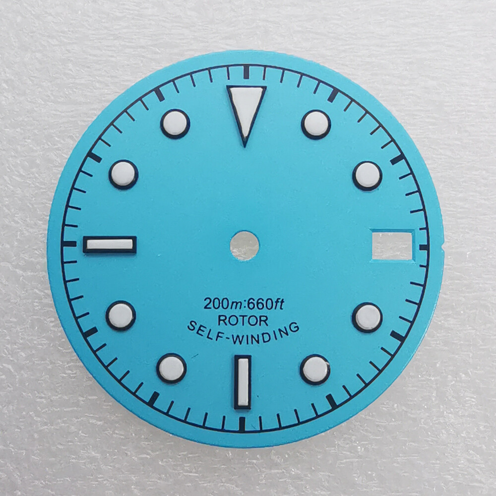 28.5mm luminous black blue green white sterile watch dial fit NH35 movement