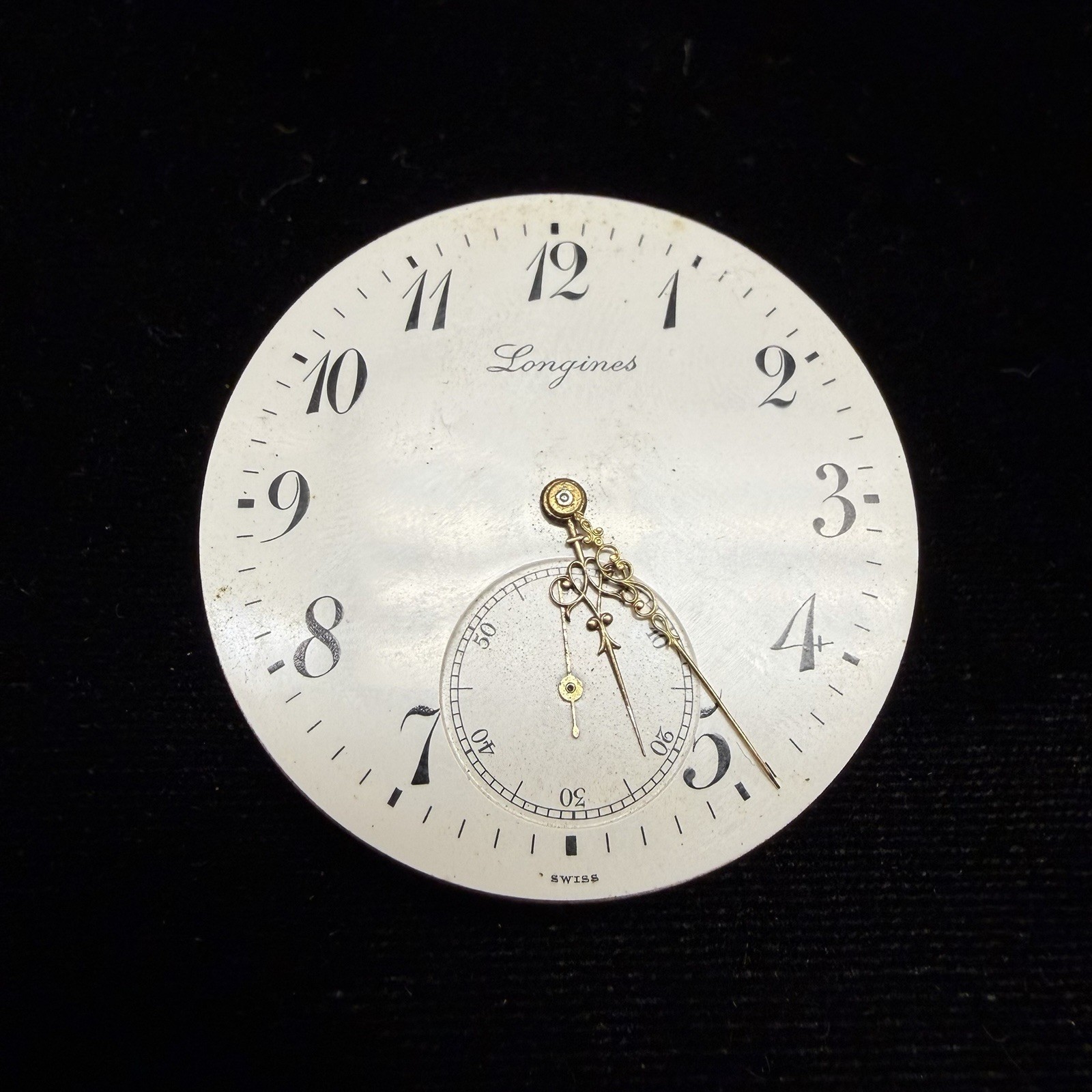 Vintage Longines 17J Pocket Watch Movement & Dial Filigree Parts Or Repair