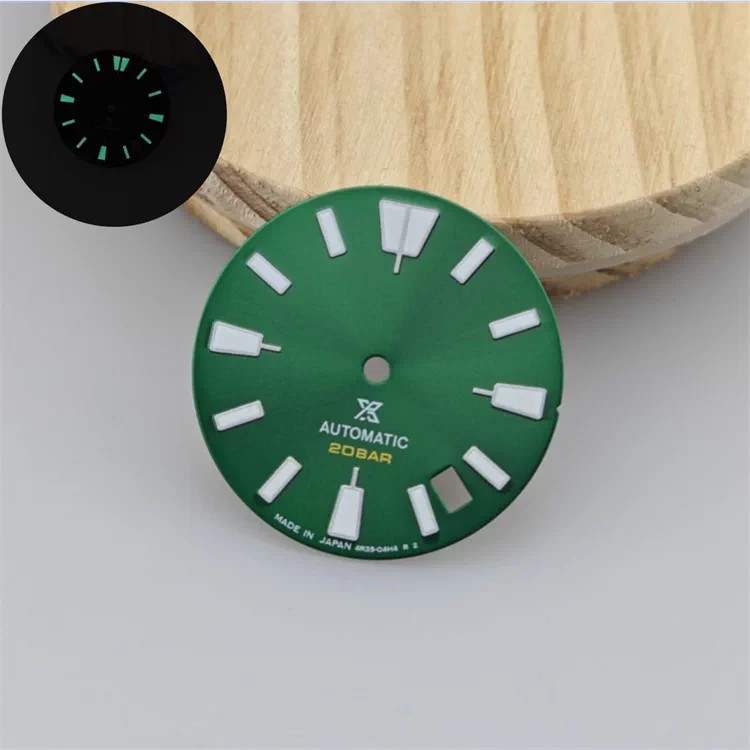 28.5mm Retro Watch Dial Green Luminous for Nh35 Nh36 Movement Watch Parts