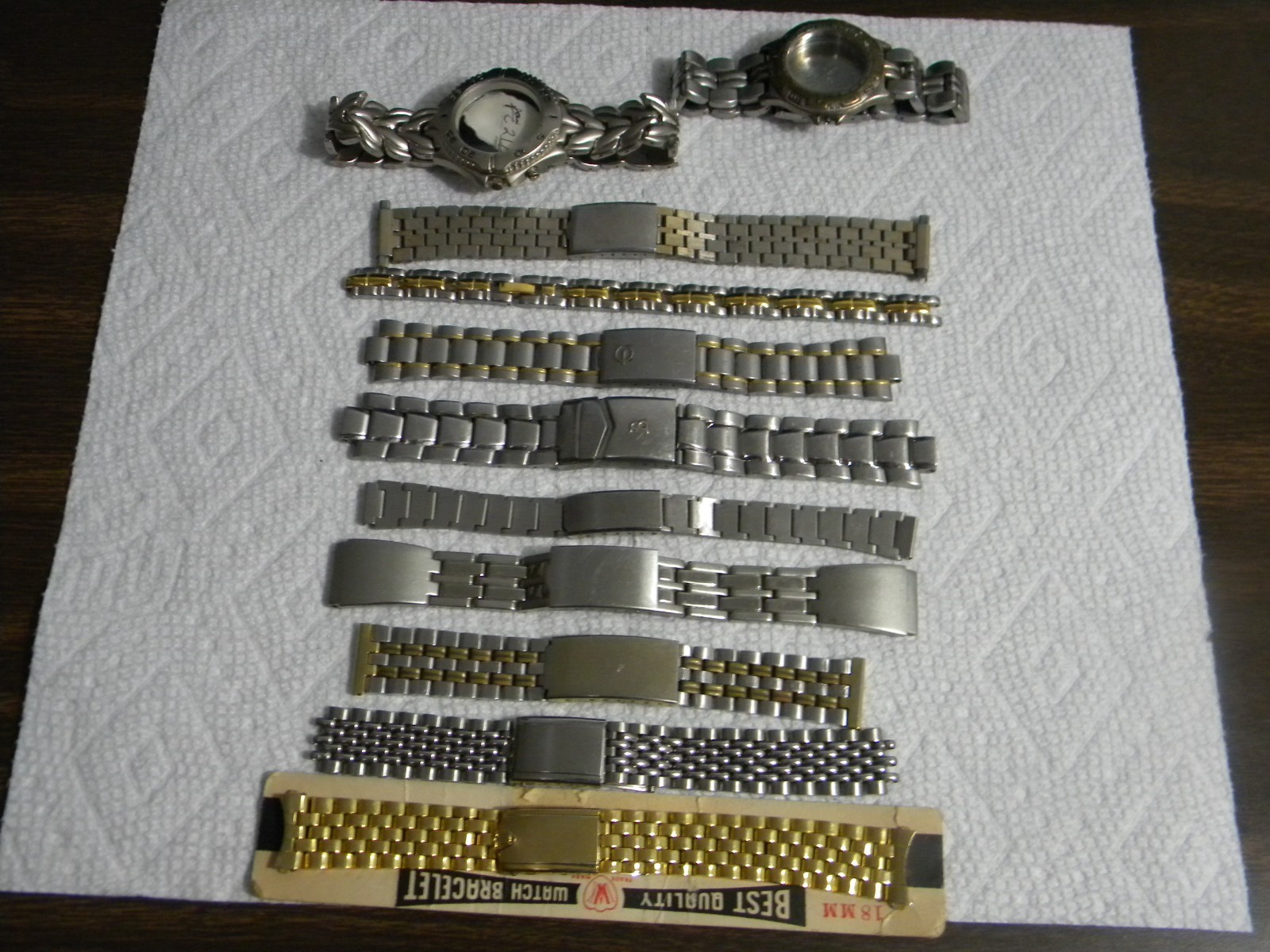 Lot of 11 Men’s Ladie’s Stainless or Other Watch Bands with Deployment Clasps #2