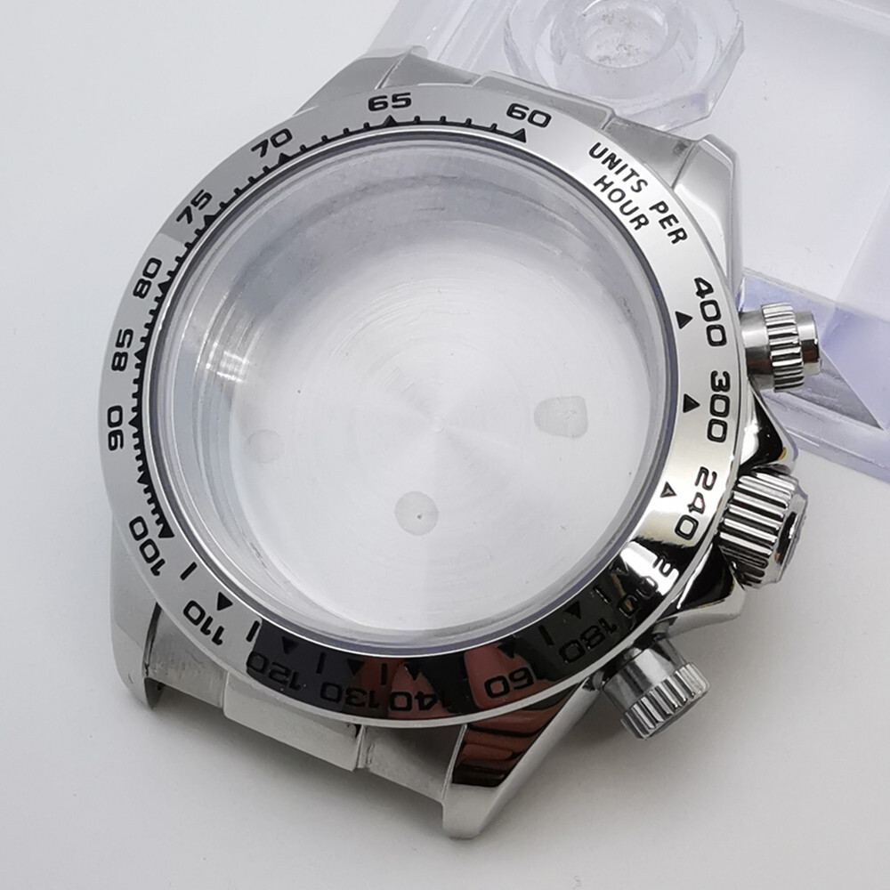 40mm silver rose gold gold sapphire case fit VK63 VK64 movement Rubber strap