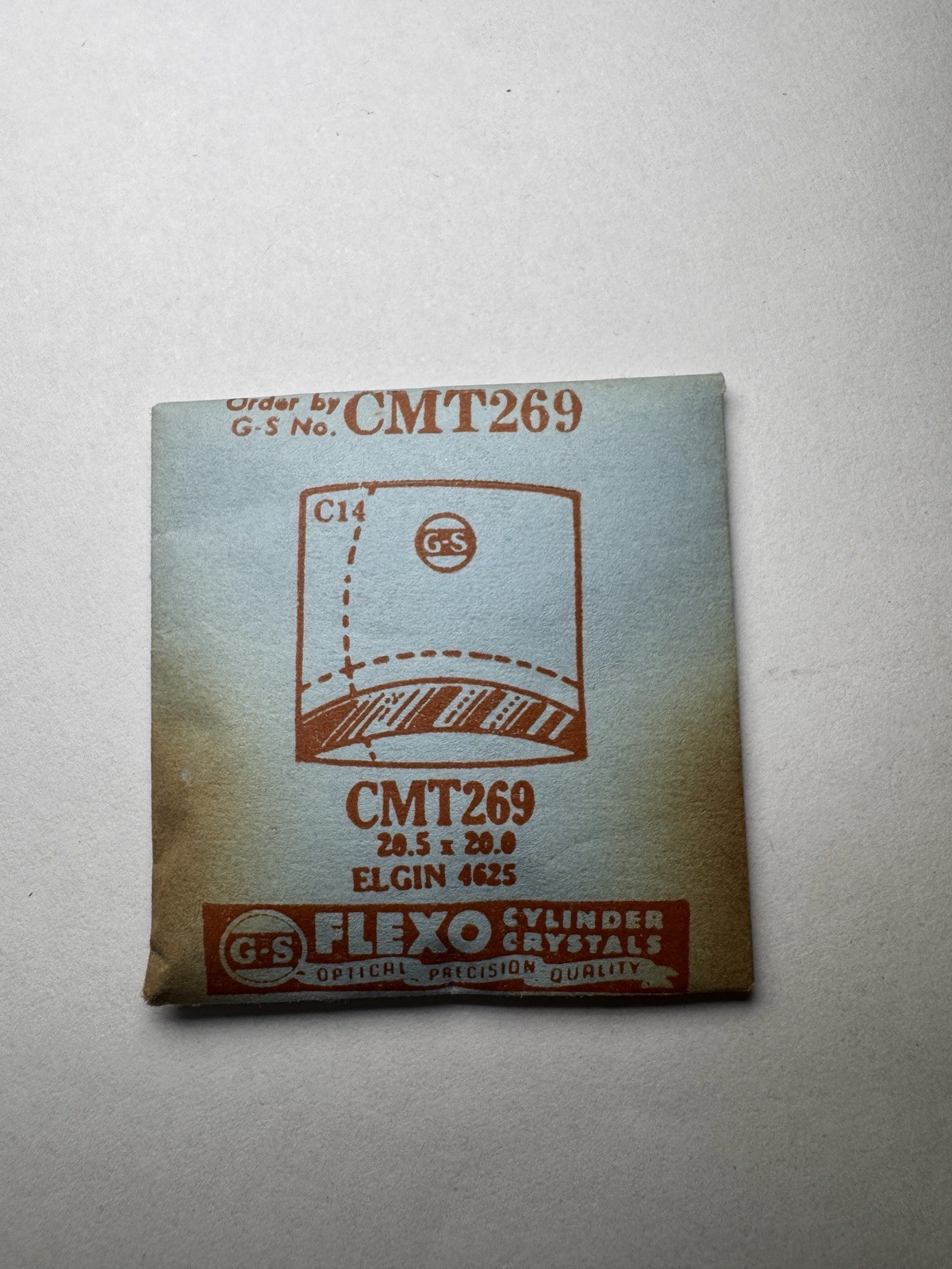 New Vintage GS no. CMT269 Watch Crystal 20.5×20.0 Replacement Part Elgin 4625