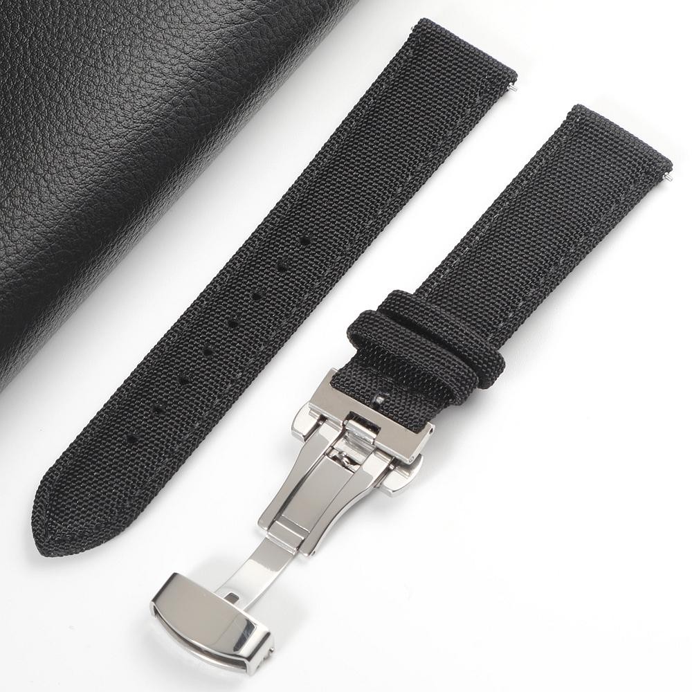 Quick Release Nylon Sailcloth Watch Strap 18mm 19mm 20mm 21mm 22mm 24mm Butterfl