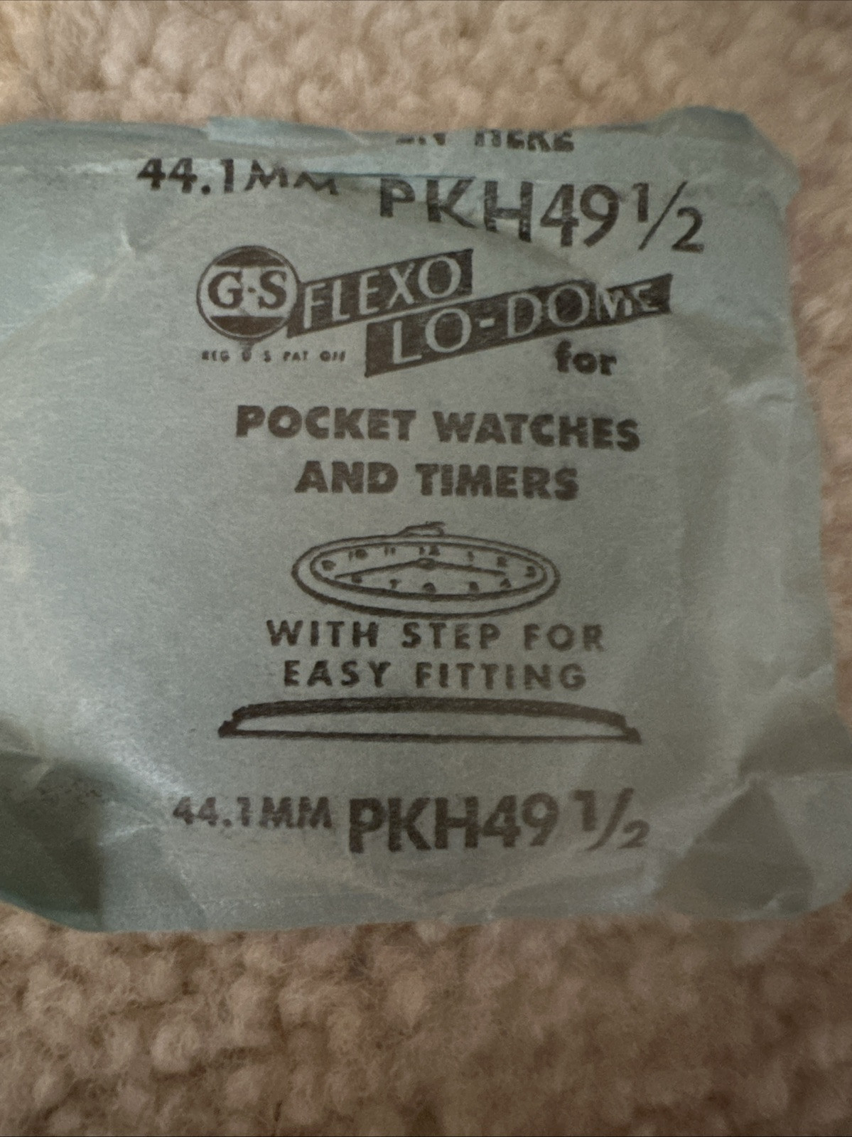 Germanow-Simon Mach (GS) PKH49-1/2 Watch Crystal 44.1 NOS Part Flexo Lo-Dome
