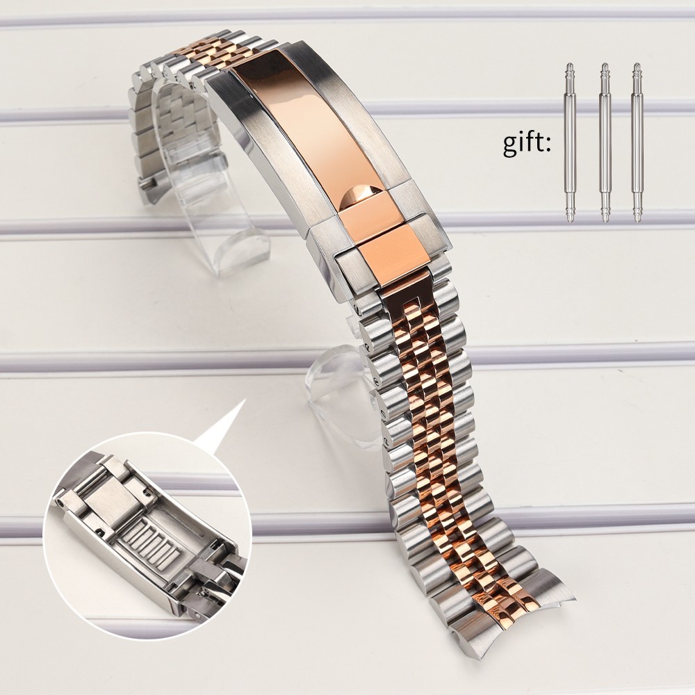 FEIYASHI 20mm Stainless Jubilee Bracelet Sliding Locking Buckle For R-Watch Case