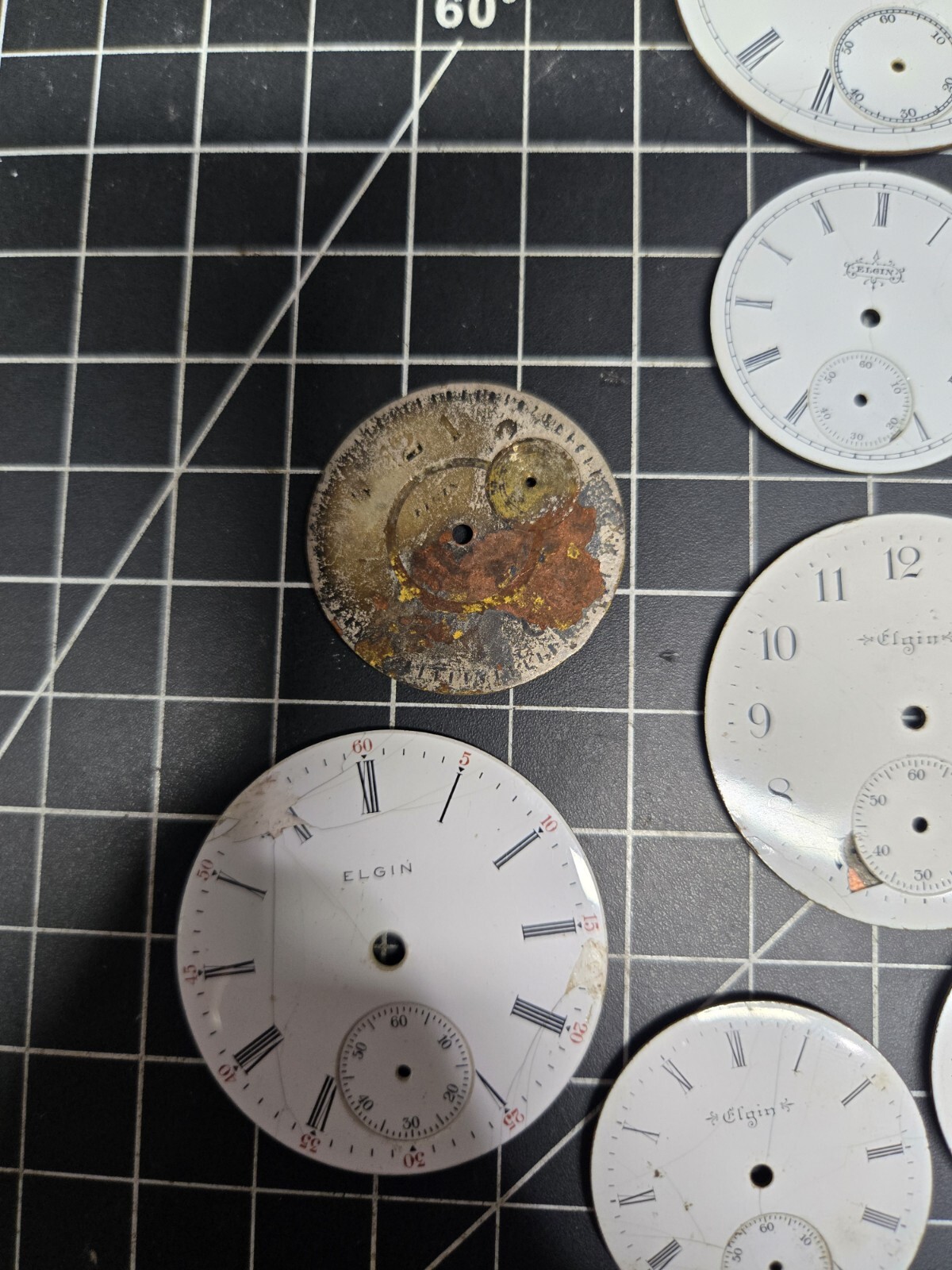 vintage elgin pocket watch dial lot repurpose steampubk craft sub railroad