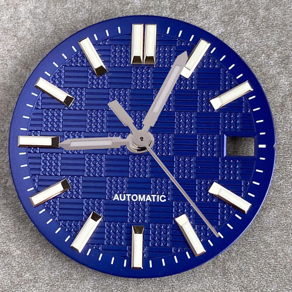 28.5mm Black White Blue Texture Luminous Watch Dial For NH35 NH36 Movement