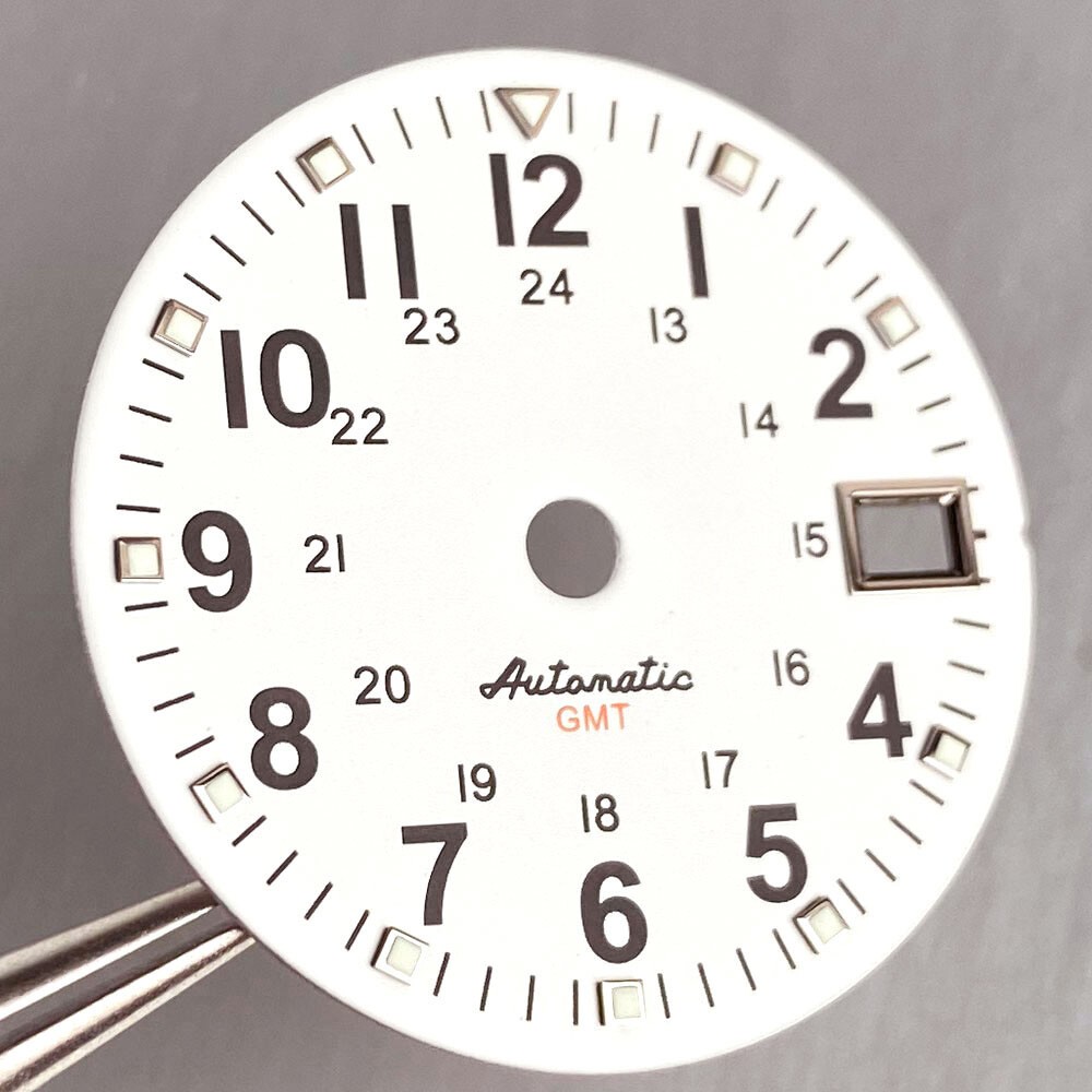 Luminous Black White 29mm Field Watch Dial Face fit NH35 NH34 GMT Dive Watch