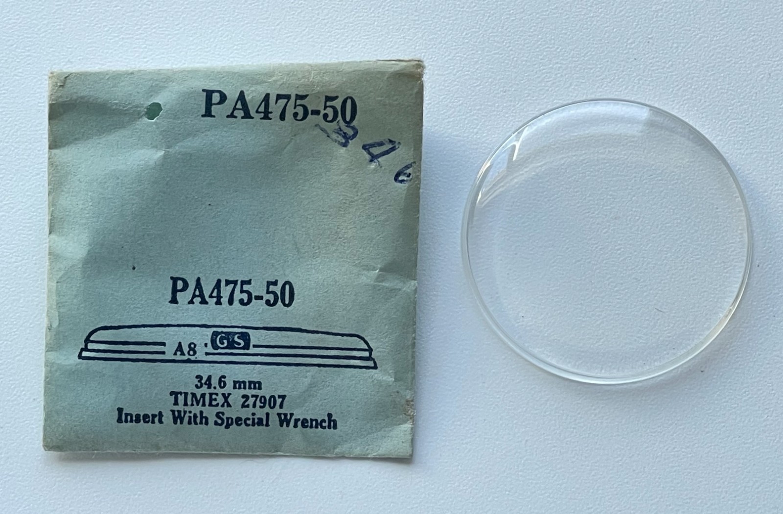 GS Pa475-50 Watch Crystal 34.6mm Timex 27907 Replacement Acrylic Lens NOS Parts