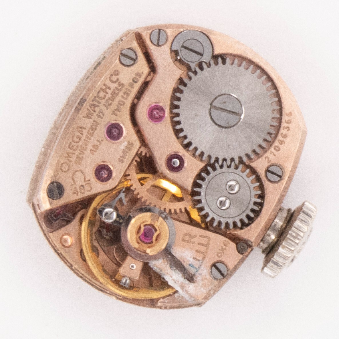 Vintage Omega Caliber 483 17-Jewel 2-Adjustment Wristwatch Movement, Keeps Time