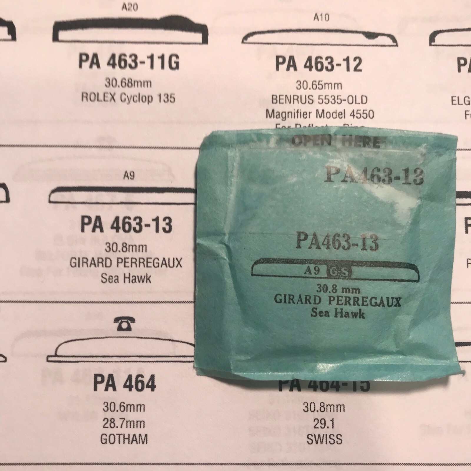 GS Round Replacement Crystals (PA Series) for Girard Perregaux Watches – NOS