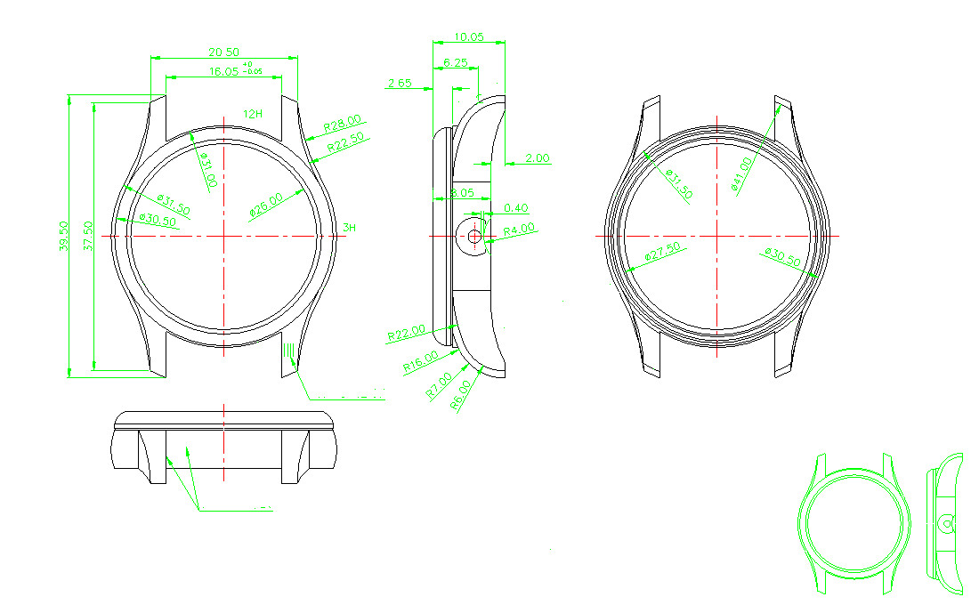 31.5mm glass back cover waterproof ring Silver Watch Case for 2015 Movement