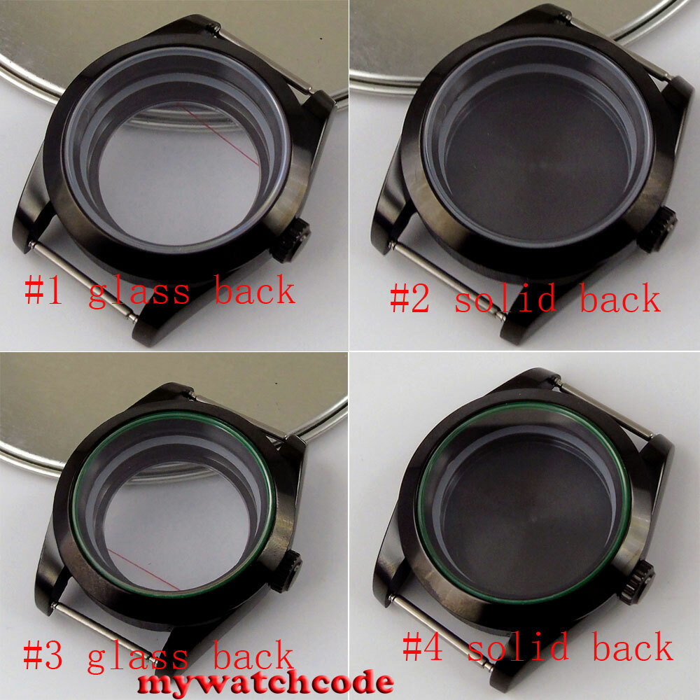 40mm Sapphire Glass Black PVD Watch Case Fit ETA 2824 8215 NH35 NH36 Movement