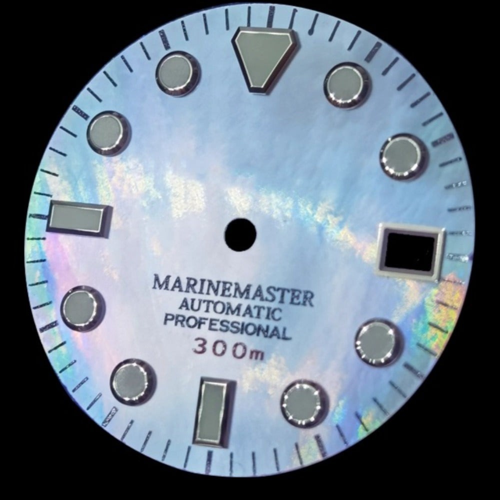 Light Blue MOP Modified 300m Diving Green Lume Seashell Dial for NH35/NH36