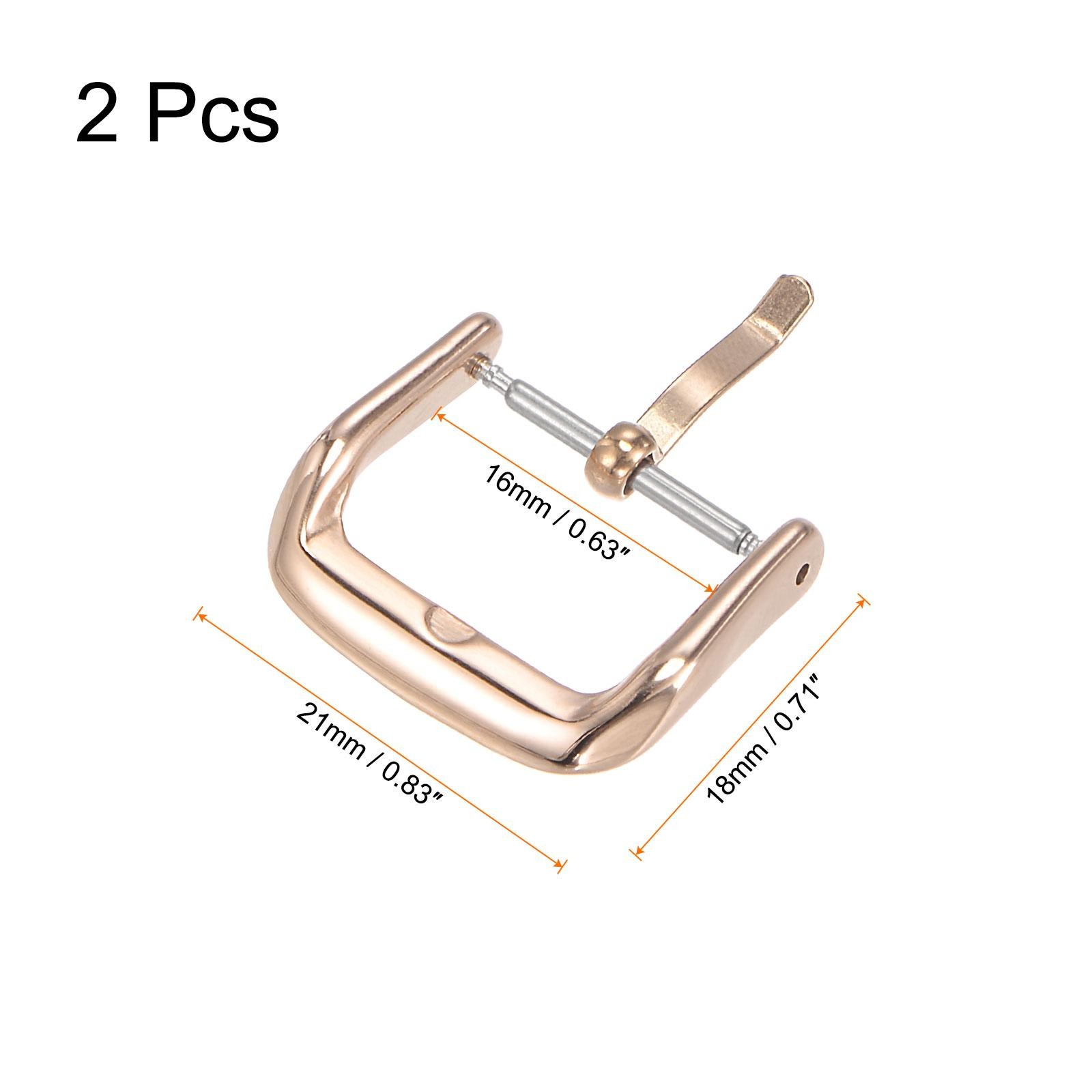 Buckle Strap Watch, 316 Polished Stainless Steel, Rose Gold Tone for 16mm 2pcs