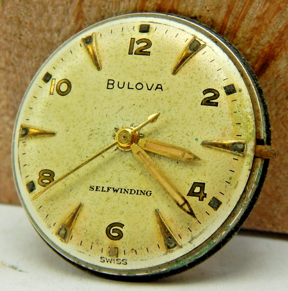 Vintage 1953 Bulova 10CSC 17 jewel automatic men’s wrist watch movement w/ dial