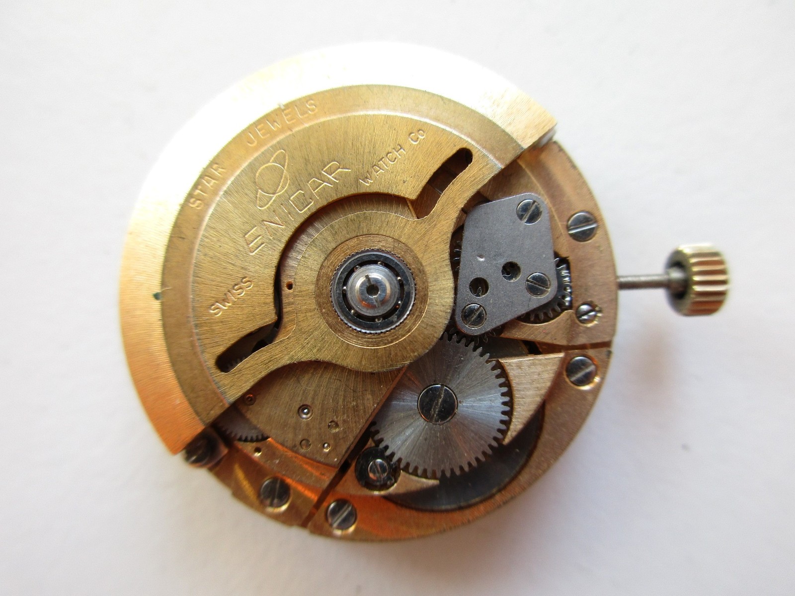 Enicar Sherpa AR cal. 1145 Swiss automatic watch movement dial & hands – running