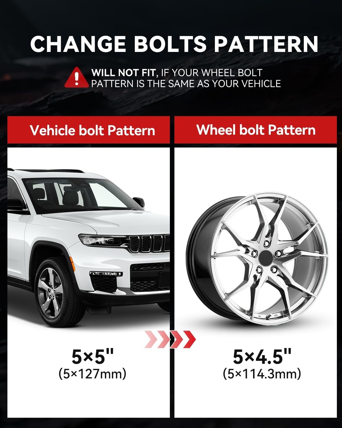 5×5 to 5×4.5 Wheel Adapters for Jeep Grand Cherokee