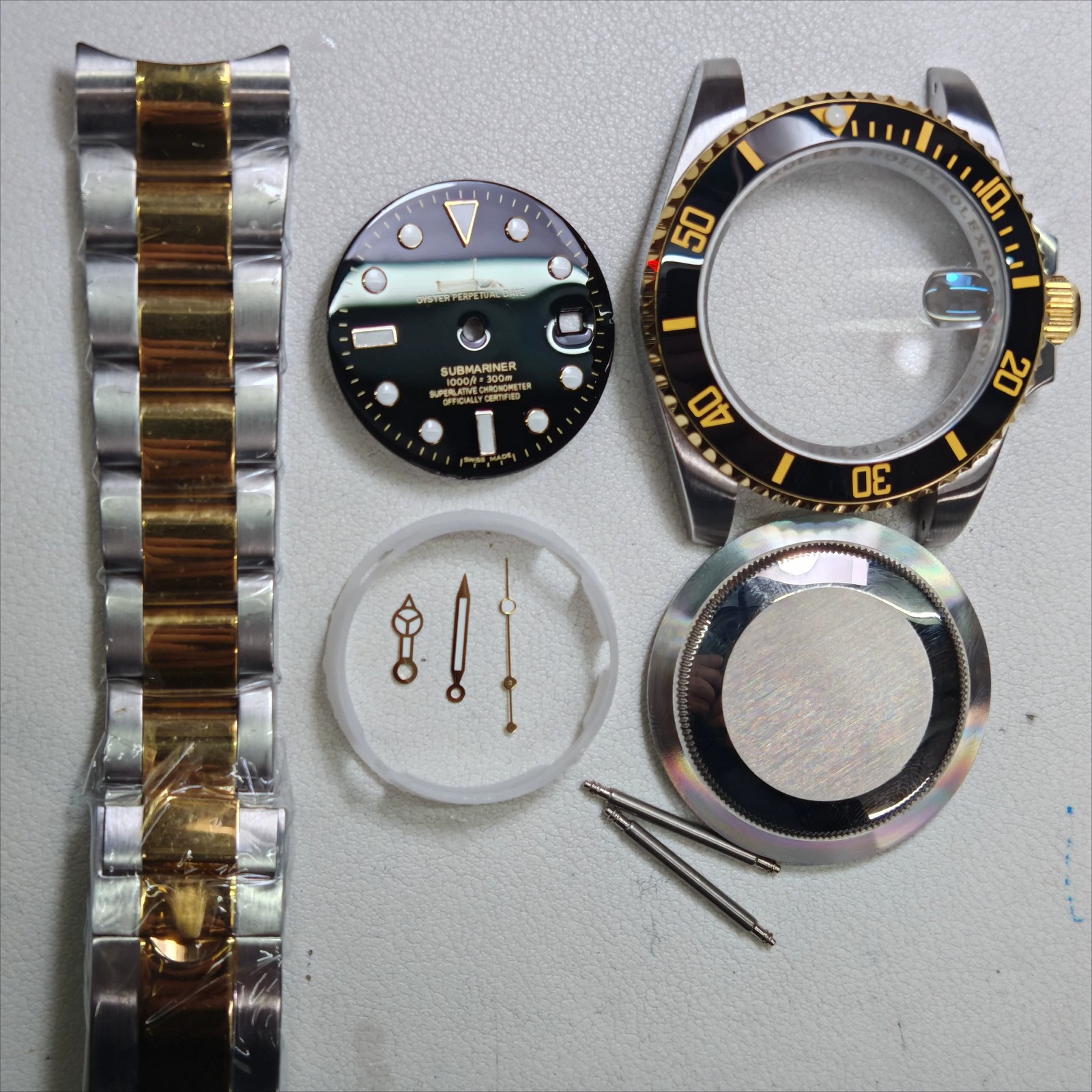 DIY Watch Part Kit for Submariner 2836 8215 41mm Case+Dial+Hands+Steel Strap