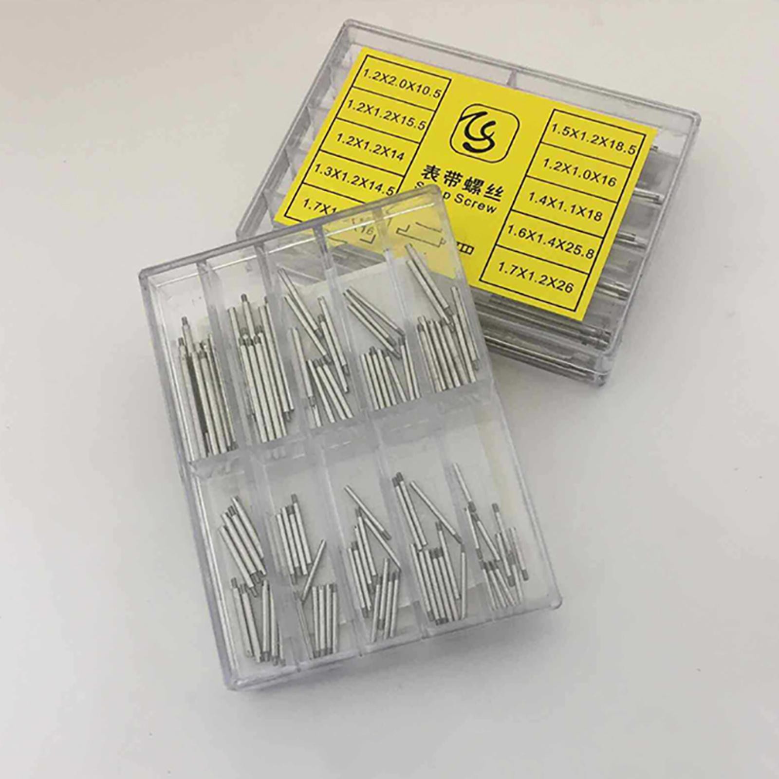 50/100Pack 1.2mm-1.7mm 10-Size Watch Band Strap Screws Assortment Repair Parts a