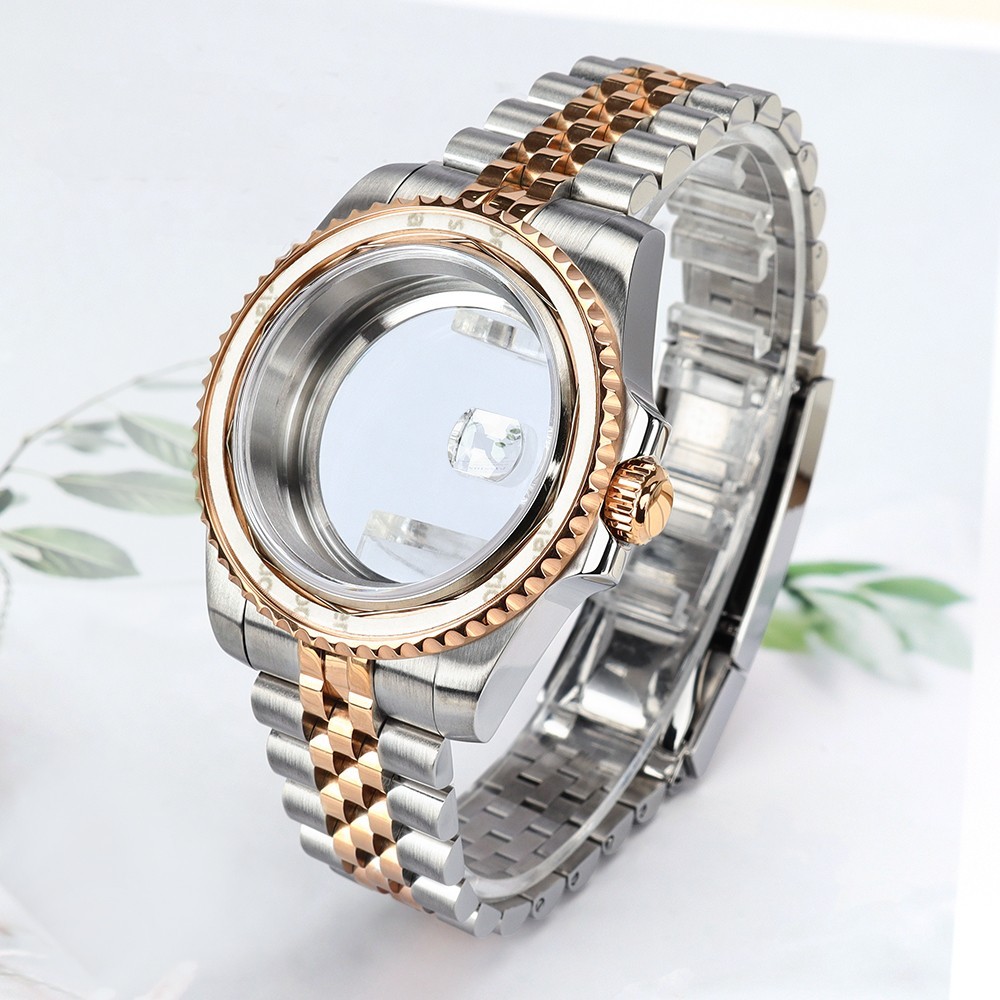 Vintage Oyster Watch Cases Bracelet 40mm SUB Luminous Bezel For Seiko NH35 NH38