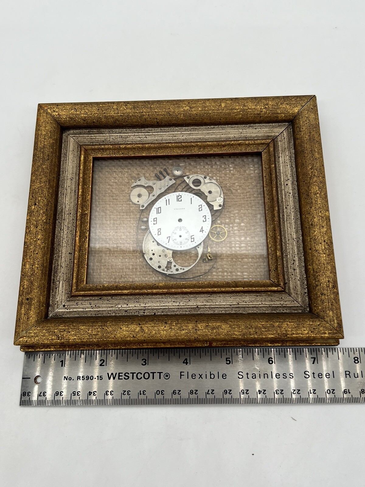 Pocket Watch Exploded Parts Vintage Framed 7.5×6.5” – Standard USA 7 Jewel