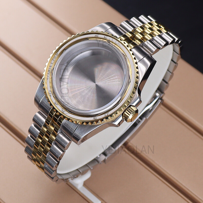 40mm Watch Case+Jubilee Bracelet Cyclops Sapphire Glass For Seiko nh35 Movement