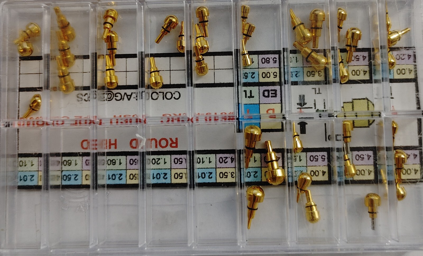 Round Head Push Type Crown 39 Pieces Gold Tone