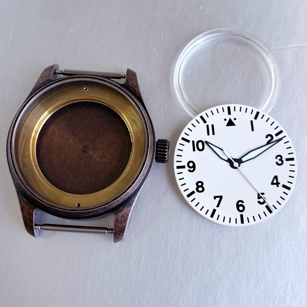 Bronze Plated 39mm Pilot Watch Case+Dial Set Fit NH35 Miyota8215 ETA2824 PT5000