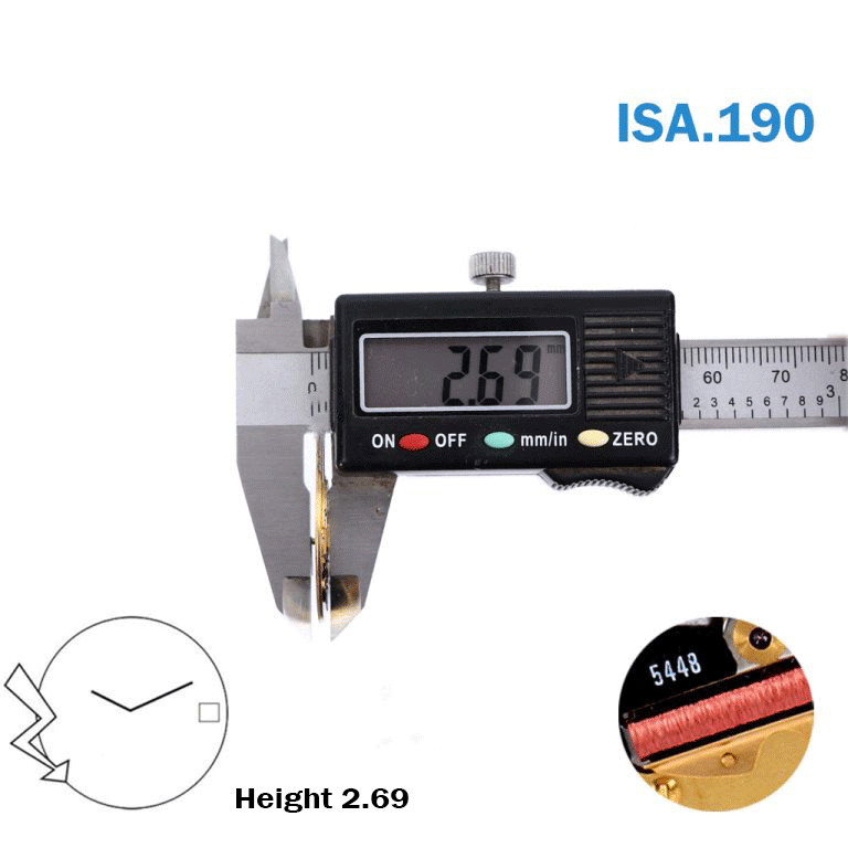 ISA 190 SWISS🇨🇭 MADE, 2Hands, White Date Disk at 3, ” WITHOUT STEM “